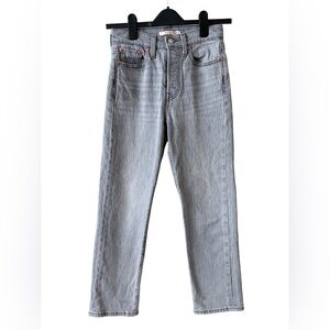 Levi’s Wedgie Straight Jeans Size 25 High Rise Cropped Grey Wash